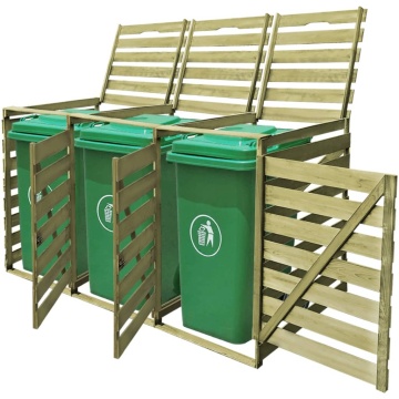 Magazie de pubele triplă, 240 L, lemn tratat - Img 1