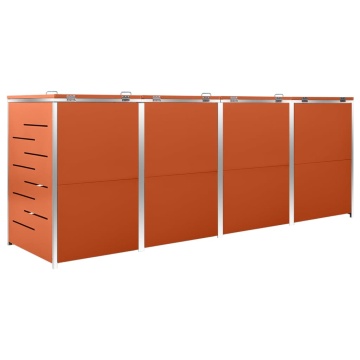 Magazie pentru patru pubele 276,5x77,5x112,5 cm oțel inoxidabil - Img 6