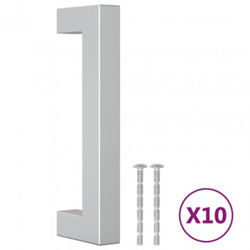 Mânere de dulap, 10 buc., argintiu, 96 mm, oțel inoxidabil - Img 2