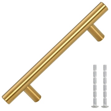 Mânere de dulap, 10 buc., auriu, 96 mm, oțel inoxidabil - Img 3