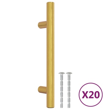 Mânere de dulap, 20 buc., auriu, 96 mm, oțel inoxidabil - Img 2