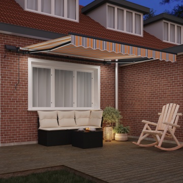 Marchiză manuală retractabilă cu dungi multicolore LED 300x250 cm - Img 3