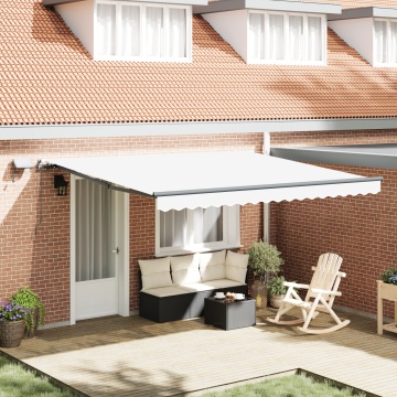 Marchiză manuală retractabilă cu LED alb 400x350 cm, Material de schimb pentru marchiză pentru cadru de 4x3,5 m alb - Img 1