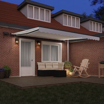 Marchiză manuală retractabilă cu LED alb 400x350 cm, Material de schimb pentru marchiză pentru cadru de 4x3,5 m alb - Img 3