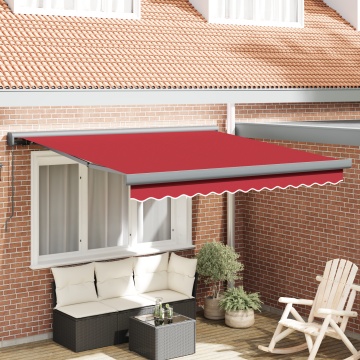 Marchiză Manuală Retractabilă Roșie 350x250 cm, Fabrică de Înlocuire pentru Marchiză pentru Cadru de 3.5x2.5 m Roșu - Img 1
