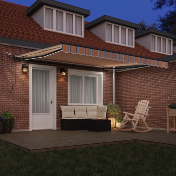 Marchiză Retractabilă Automată cu Dungi LED Multicolore 400x300 cm - Img 3