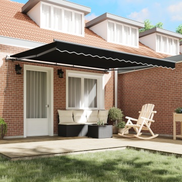 Marchiză retractabilă automată Negru 400x350 cm, Material de schimb pentru marchiză pentru cadru de 4x3.5 m Negru - Img 3
