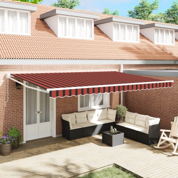 Marchiză retractabilă manuală portocalie și maro 500x300 cm - Img 1