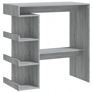 Masă bar cu raft de depozitare stejar sonoma gri 100x50x101,5cm - Img 2