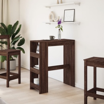 Masă bar cu rafturi, stejar maro, 90x40x103,5 cm lemn prelucrat - Img 3
