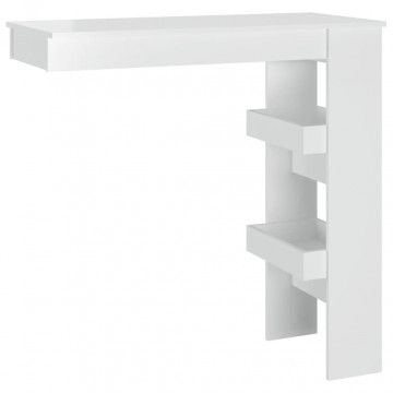 Masă bar de perete alb extralucios 102x45x103,5cm lemn compozit - Img 2
