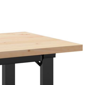 Masă bucătărie, cadru O, 100x50x75,5 cm lemn masiv pin și fontă - Img 6