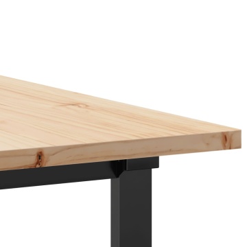 Masă bucătărie, cadru O, 180x90x75,5 cm lemn masiv pin și fontă - Img 6