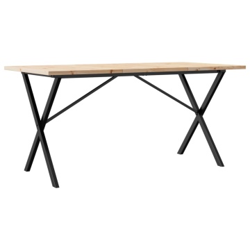 Masă bucătărie, cadru X, 160x80x75,5 cm lemn masiv pin și fontă - Img 2