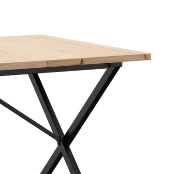 Masă bucătărie, cadru X, 180x90x75,5 cm lemn masiv pin și fontă - Img 6