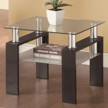 Masa Cafea MC-05, 60x60x51 cm, Sticla Securizata, MDF, Wenge - Img 2