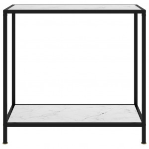 Masă consolă, alb, 80 x 35 x 75 cm, sticlă securizată - Img 2