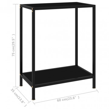 Masă consolă, negru, 60 x 35 x 75 cm, sticlă securizată - Img 4