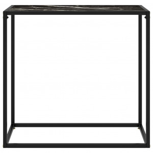 Masă consolă, negru, 80x35x75 cm, sticlă securizată - Img 2