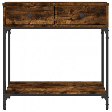 Masă consolă, stejar fumuriu, 75x34,5x75 cm, lemn prelucrat - Img 5
