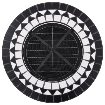 Masă cu vatră de foc, mozaic, negru și alb, 68 cm, ceramică - Img 10