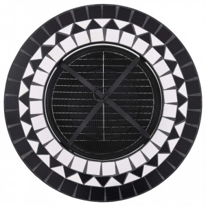 Masă cu vatră de foc, mozaic, negru și alb, 68 cm, ceramică - Img 7