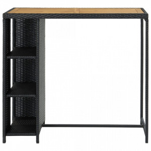 Masă de bar cu raft de depozitare negru 120x60x110 cm poliratan - Img 3