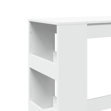 Masă de bar cu rafturi, alb, 90x40x103,5 cm, lemn prelucrat - Img 6