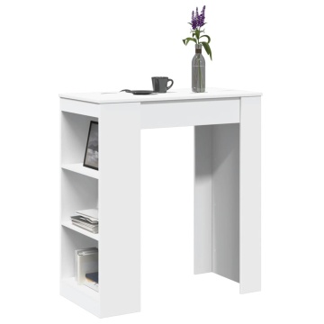 Masă de bar cu rafturi, alb, 95x47x103,5 cm, lemn prelucrat - Img 1