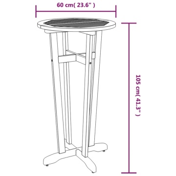 Masă de bar de grădină, Ø60x105 cm, lemn masiv de acacia - Img 5