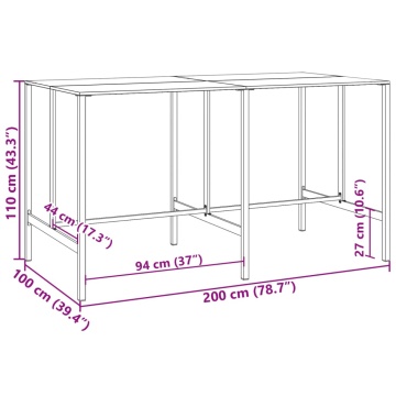 Masă de bar, negru, 200x100x110 cm, oțel vopsit electrostatic - Img 6