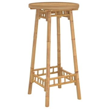 Masă de bar pentru exterior rotundă Ø55x100 cm din bambus - Img 2