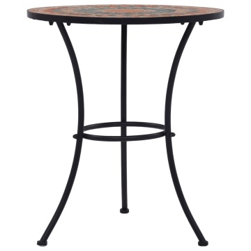 Masă de bistro mozaic, portocaliu/gri, 60 cm, ceramică - Img 3
