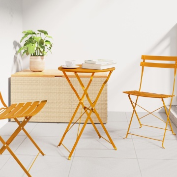 Masă de Bistro Pliabilă Muștar Ø50x71 cm Oțel vopsit electrostatic - Img 1