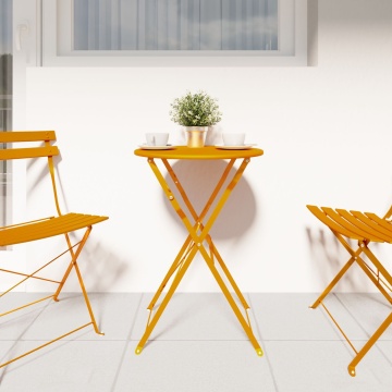 Masă de Bistro Pliabilă Muștar Ø50x71 cm Oțel vopsit electrostatic - Img 3