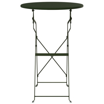 Masă de Bistro Pliabilă Verde Închis Ø50x71 cm Oțel Vopsit - Img 4