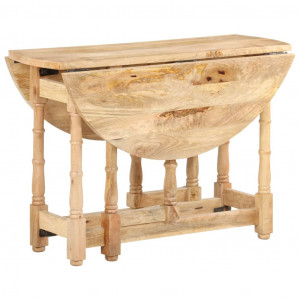 Masă de bucătărie, 110x76 cm, lemn masiv de mango, rotundă - Img 8