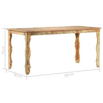 Masă de bucătărie, 160 x 80 x 76 cm, lemn masiv reciclat - Img 4