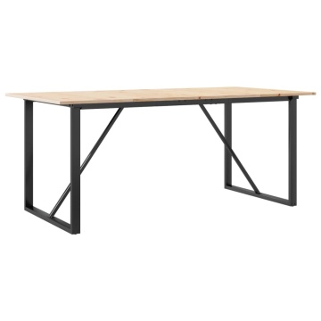 Masă de bucătărie, cadru O, 180x90x75cm lemn masiv pin și fontă - Img 5