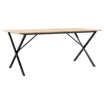 Masă de bucătărie, cadru X, 180x90x75cm lemn masiv pin și fontă - Img 2