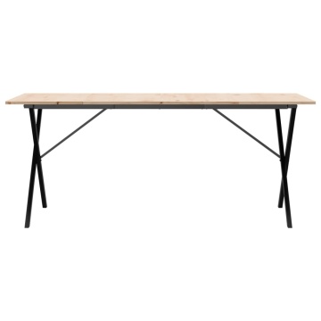 Masă de bucătărie, cadru X, 180x90x75cm lemn masiv pin și fontă - Img 4