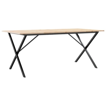 Masă de bucătărie, cadru X, 180x90x75cm lemn masiv pin și fontă - Img 5
