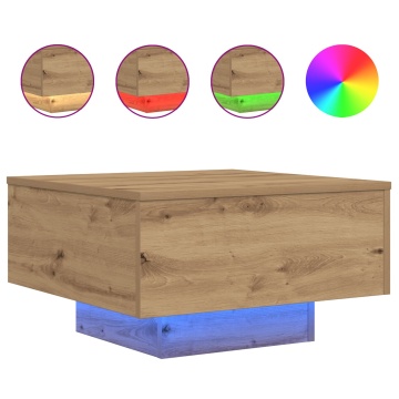 Masă de cafea cu lumini LED Stejar Artisan 55x55x31 cm - Img 4