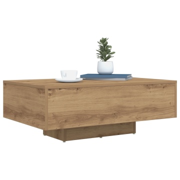 Masă de cafea cu lumini LED Stejar Artisan 85x55x31 cm - Img 3