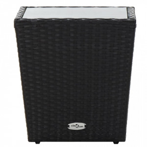 Masă de ceai negru 41,5x41,5x43 cm poliratan sticlă securizată - Img 2