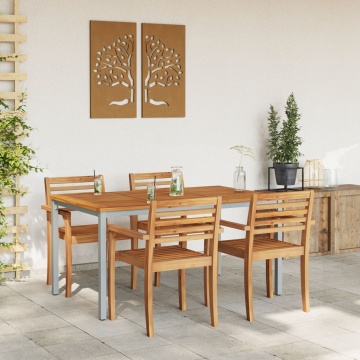 Masa de grădină 150x90x75 cm din lemn solid de acacia și metal - Img 4
