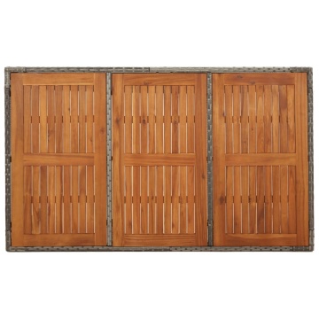 Masă de grădină cu blat din lemn, gri, 150x90x75 cm, poliratan - Img 7