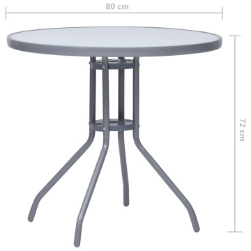 Masă de grădină, gri deschis, 80 cm, oțel și sticlă - Img 5