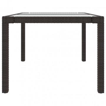 Masă de grădină maro150x90x75 cm sticlă securizată & poliratan - Img 4