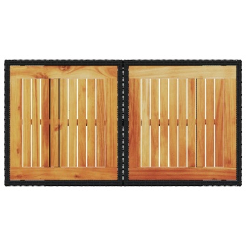 Masă de grădină, negru, 100x55x73 cm, poliratan și lemn acacia - Img 6